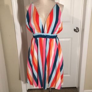 🌈Boutique rainbow striped cross back dress 🌈